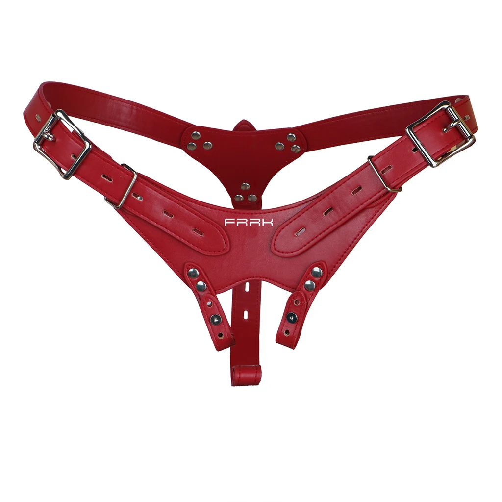 ORALSX PU Leather Auxiliary Chastity Belt for Metal Chastity Cage Band BDSM Penis Restraint Accessory Harness Sex Toys For Men view 5