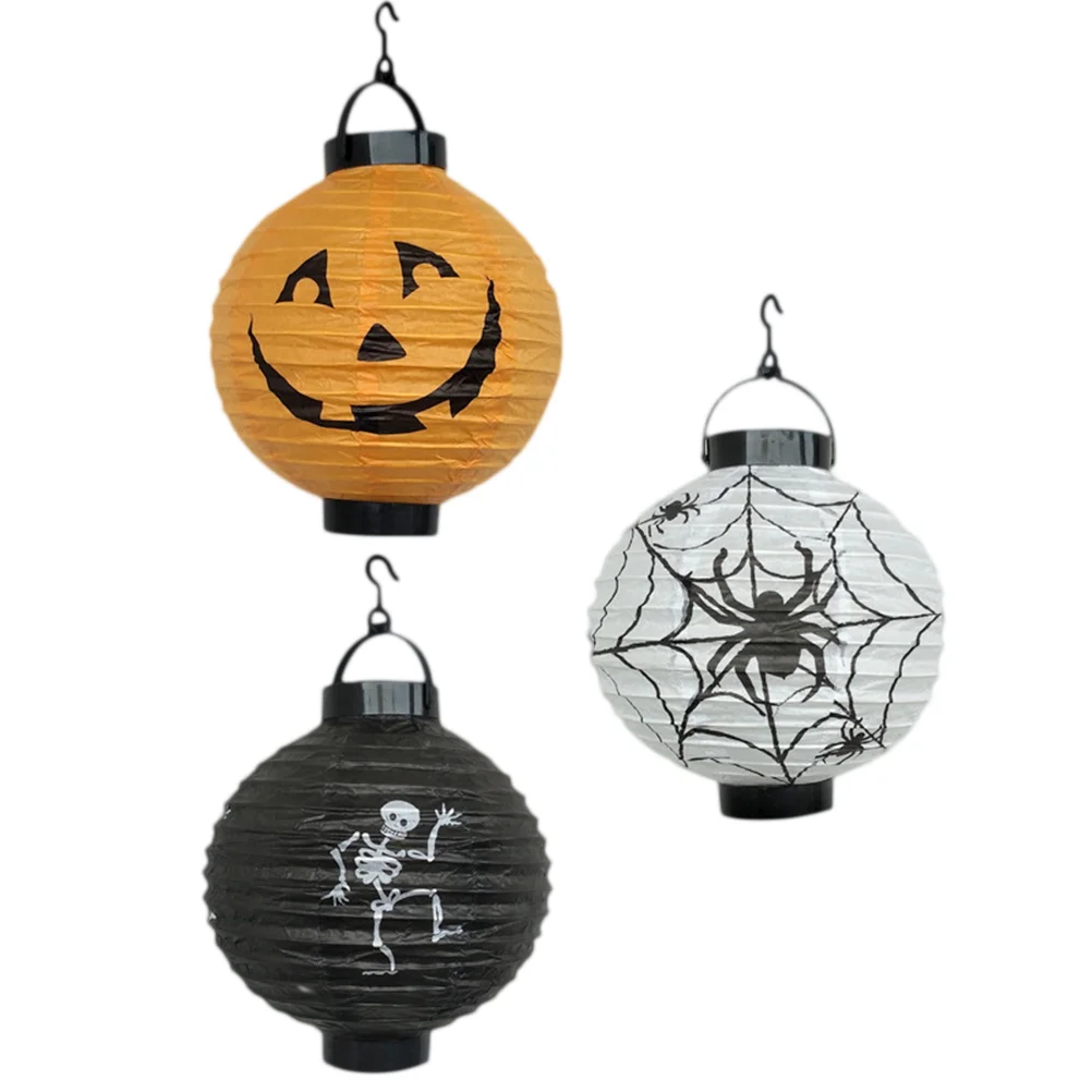 

LED Lantern Lanterns Glowing Halloween Paper Round Strip Lights for inside Decoration Prop