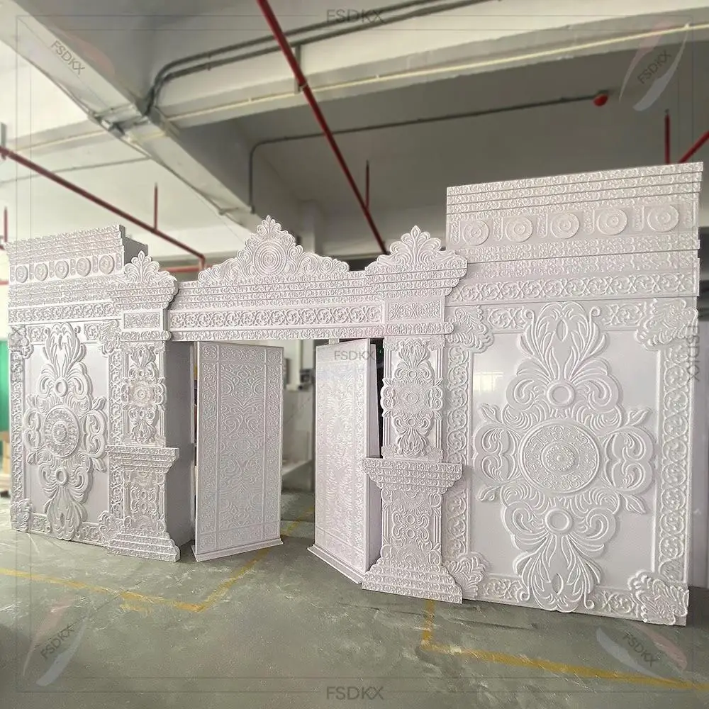 Customized Stage Background Decoration Romantic Style Pvc White Castle Backdrop for Wedding Birthday Party Decorations