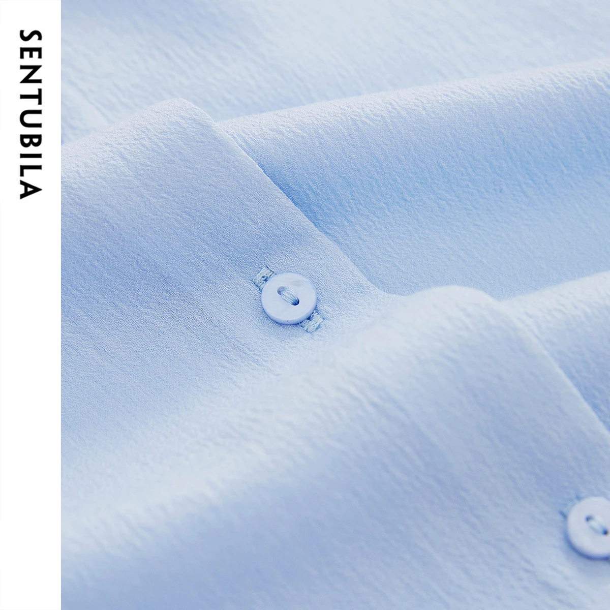 SENTUBILA Casual Women's Shirt Solid Loose Fit Fashion Turn Down Collar Single Breasted Folds Blouses 2025 Spring New 151C57686