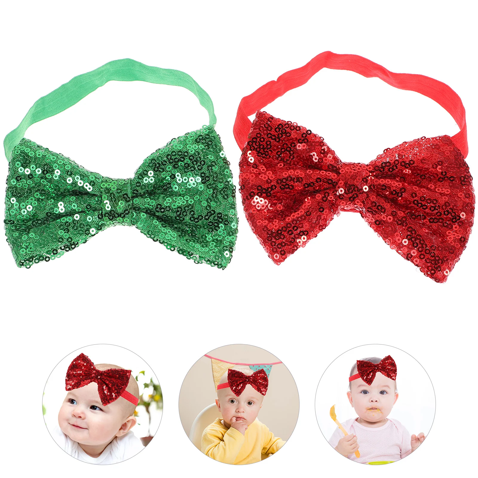 

2 Pcs Decorate Christmas Headband Child Baby Headbands with Bowknot Cloth Xmas Newborns