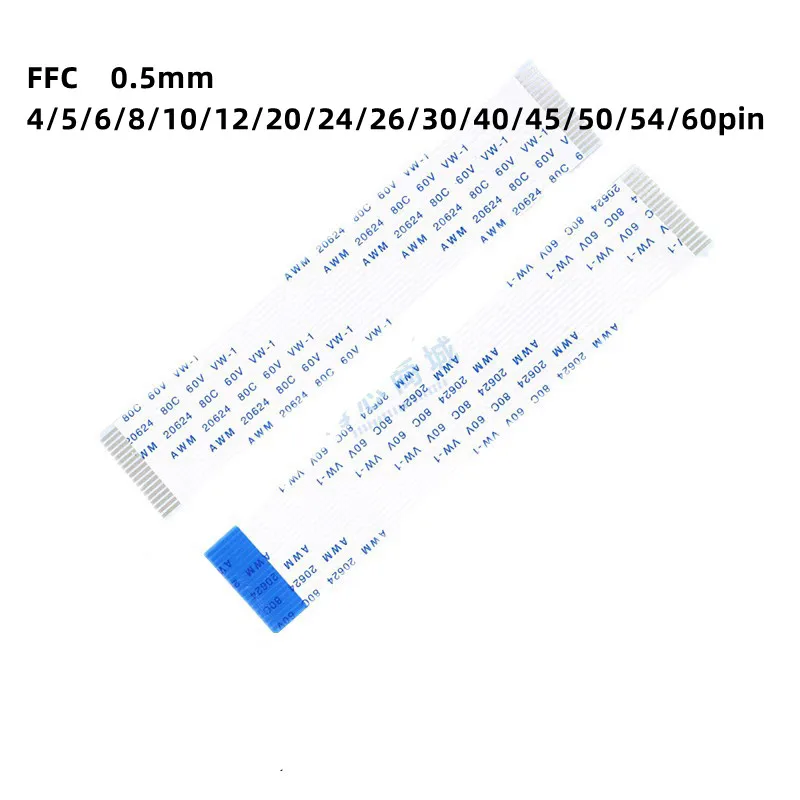 10PCS FPC FFC Ribbon Flexible Flat Cable 4/5/6/8/10/12/14/16/18/20/22/24/26/28 Pin Pitch 0.5MM  A-Type Wire Length 10/20/30 CM