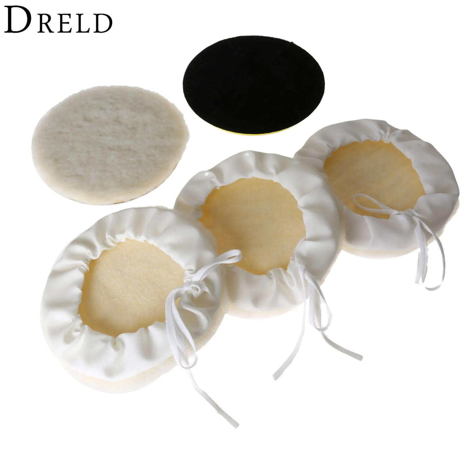 DRELD 5Pcs 7 Inch 180mm Polieren Pads Lämmer Wolle Auto Waschen Polierer Puffer Wolle Bonnets Polieren Rad Disc polieren Pad