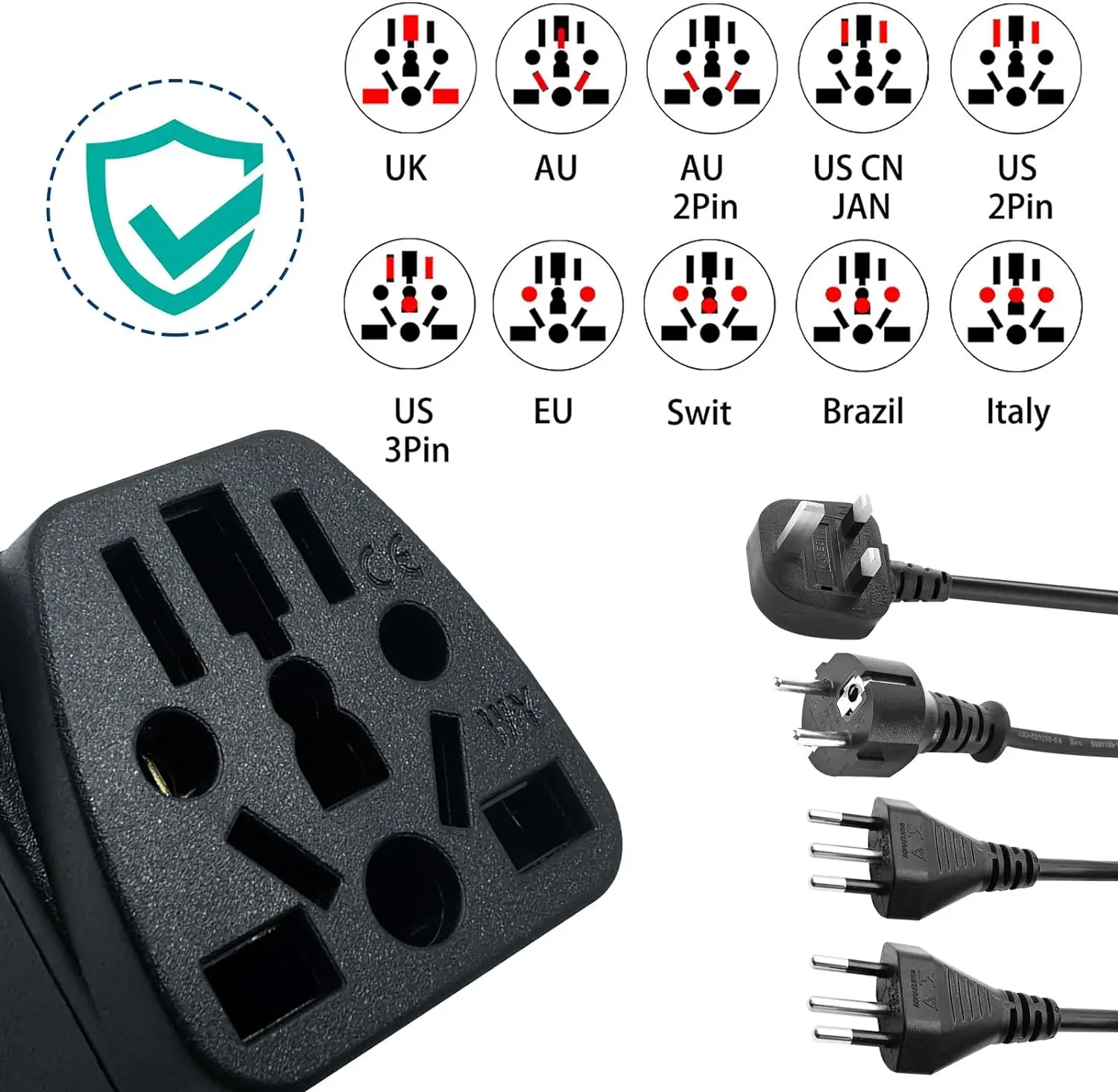 Europese Aan Ons Plug Adapter, 2 Pack Uk Naar Ons Plug Adapter, Universeel Naar Amerikaanse Plug Adapter, Geschikt Voor Eu/Uk/Au/Cn/Jp/