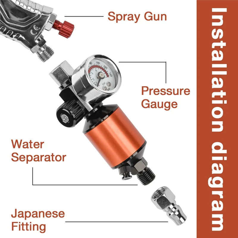 

A08F-Integral Air Regulator With Air Filter In-Line Heavy Duty Air Pressure Regulator Kit For Spray And Pneumatic Tools