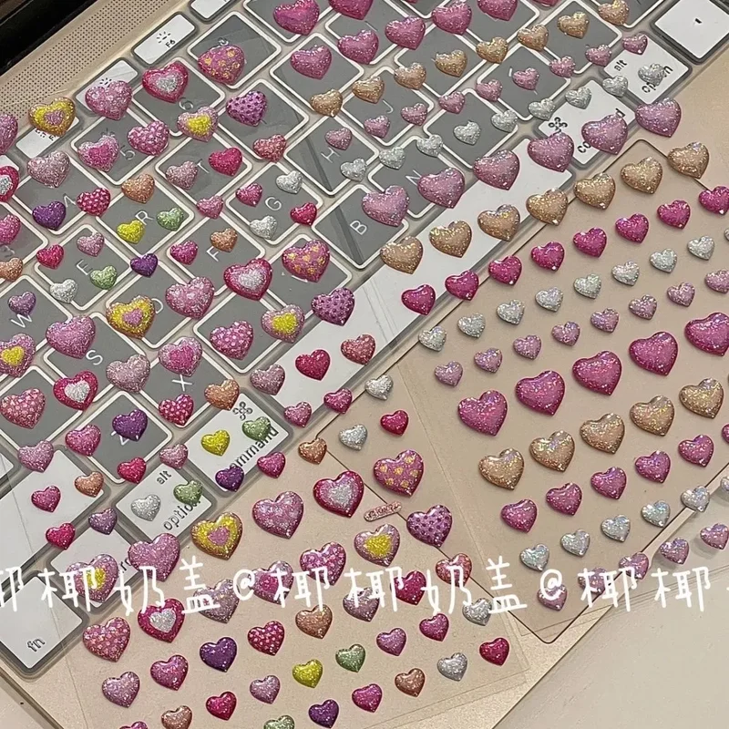 

Y2k Cute Heart Stickers Colorful Love Crystal Mobile Phone Casestickers Decorative Camera Makeup Stickers