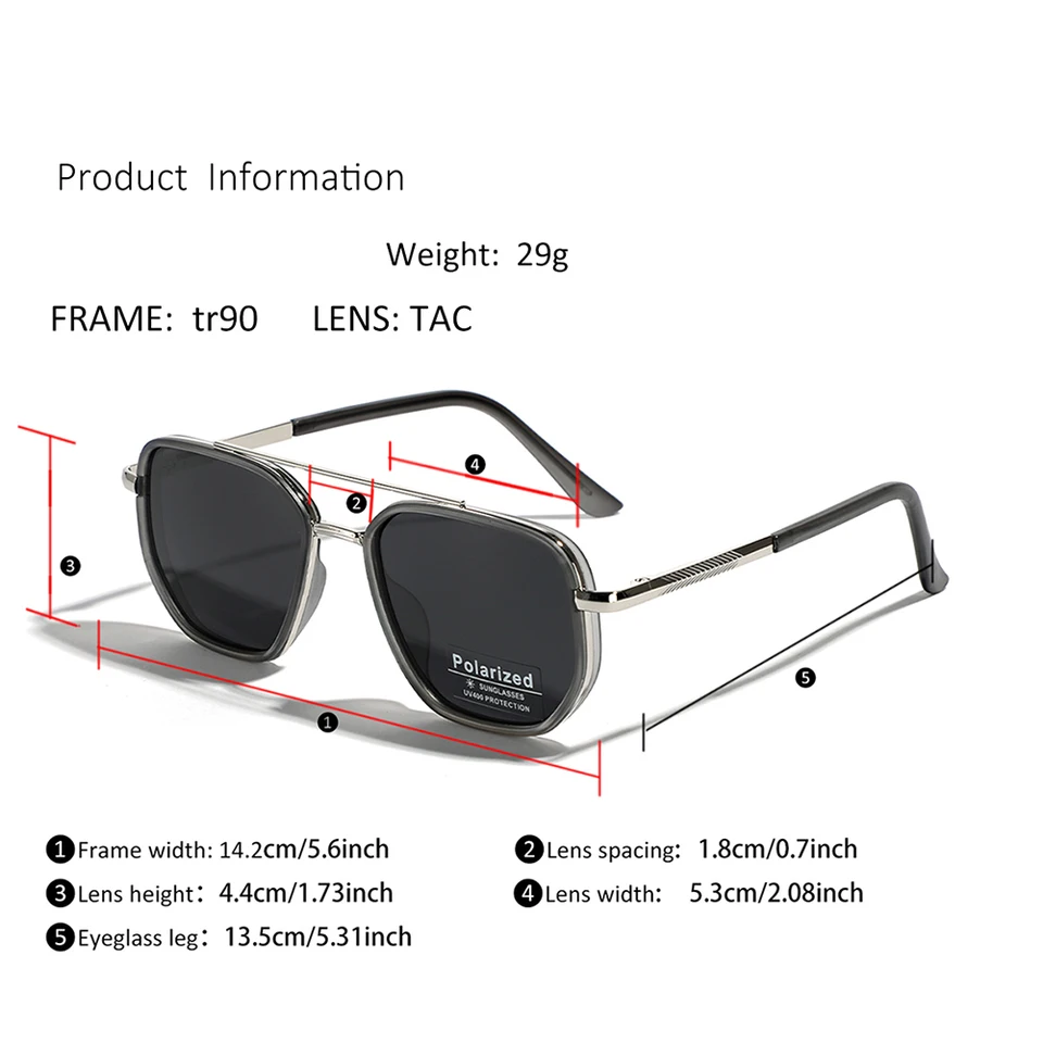 Peekaboo TR90 polarized sunglasses men retro style metal  display picture 1