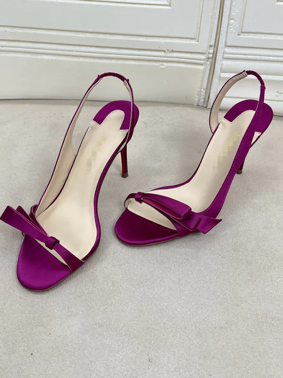 fashionable-round-toe-pure-color-high-heel-sandals-women's-shoes-elegant-personality-low-cut-synthetic-leather-knot