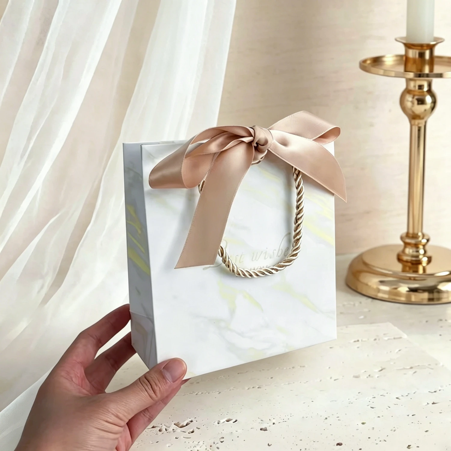 10x Marble Gift Bag Box Pink Paper Bag holiday Party Wedding Favors Packaging Baby Shower for guests for small usinesses carton