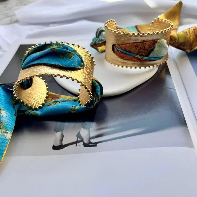 French Light Luxury Retro Color Scarf Bracelet Women Romantic Elegant Chic Open Bracelet niche Design Exotic Wind Jewelry