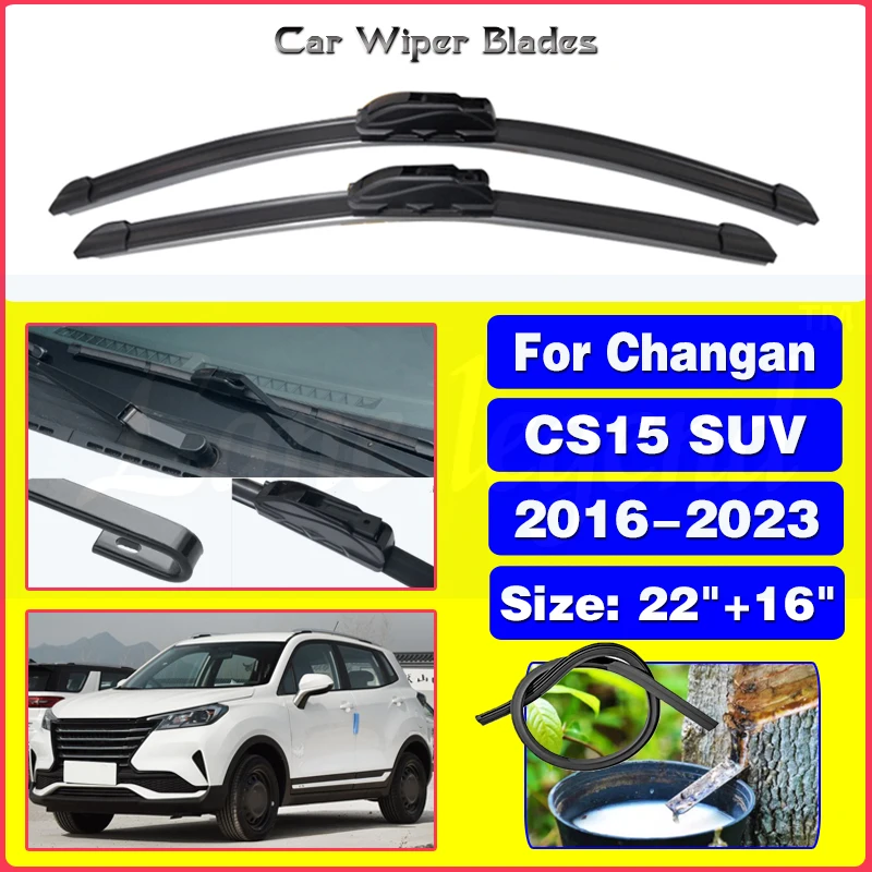 

2pcs Car Blade Windscreen Wipers For Changan CS15 SUV 2016 - 2023 Car Accessories Front Windshield Window Brushes Cutter 22"+16"