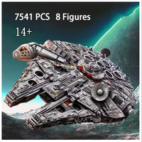 7541PCS Compatible space wars 75192 Falcon Ship Building Blocks Bricks Toys Millennium spacecraft 05132 Christmas Birthday Gifts