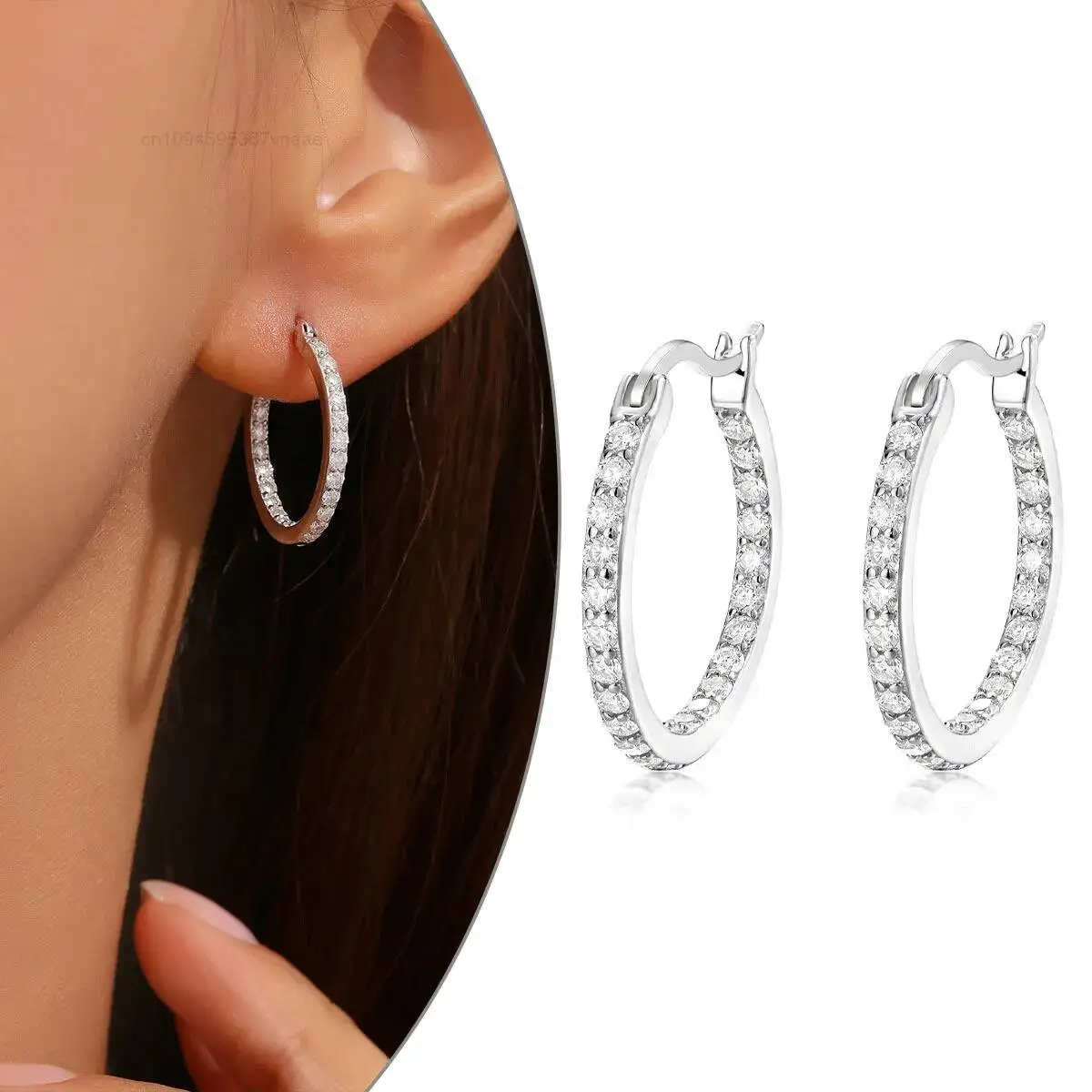 

Factory Wholesale Customized Hot Selling S925 Women's Minimalist Design Silver Moissanite Earrings