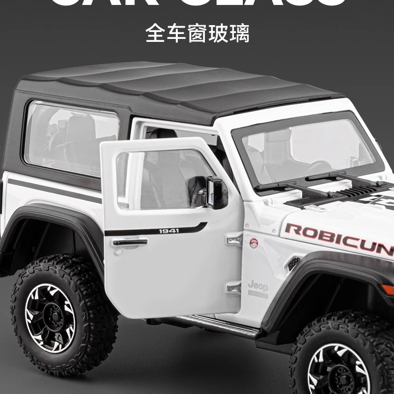 1:24 Wrangler vehículo todoterreno aleación Diecast coche modelo juguete simulación tirar hacia atrás sonido luz juguetes decorativos avanzados para niño