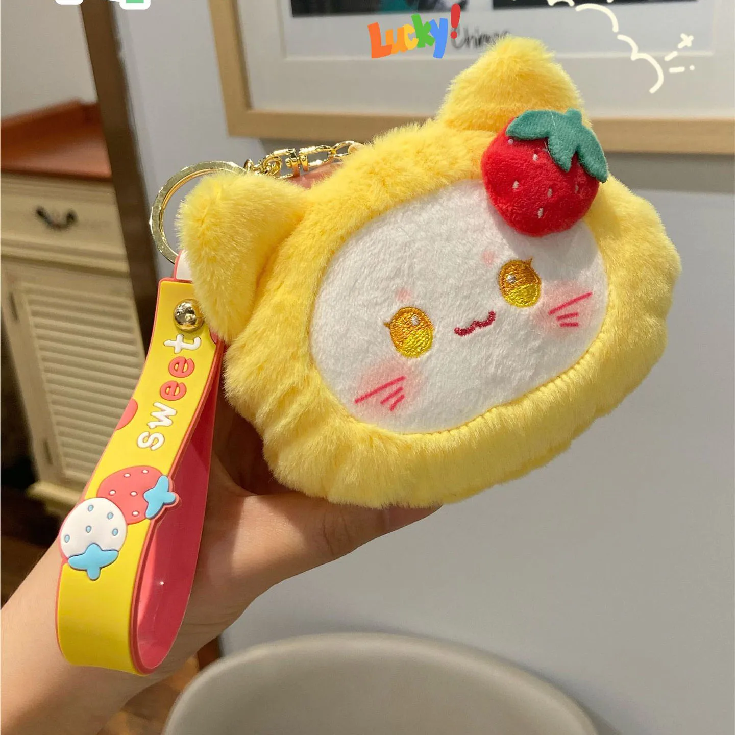 Cartoon Coin Purse Plush Doll Storage Bag Key Chain Pendant Cute Strawberry Rabbit Coin Purse Creative Japanese Pendant