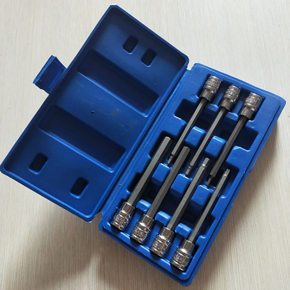 

14Pcs Bit Socket Set Hex Wrench Sockets High Grade Chrome Vanadium Steel 4 5 6 7 8 9 10Mm Long Reach for Tight Spaces Auto