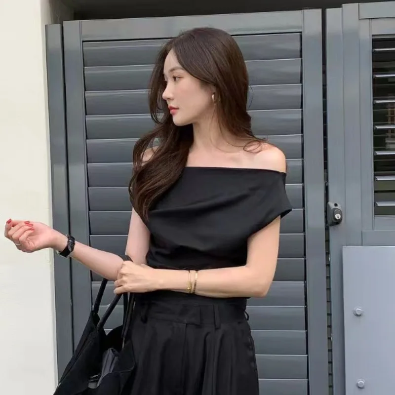 Sexy Off Shoulder Shirts & Blouses Short Sleeve Blusas Korean Chic Camisas Elegant Feminino Ropa Mujer 2024 New Summer Tops