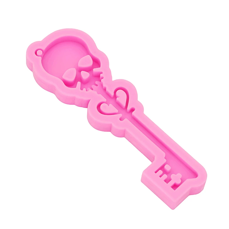 GJ-988 Shiny Mirror Skull Key Epoxy Resin Drip Mold DIY Earrings Pendant Keychain Bag Jewelry Pendant Silicone Molds