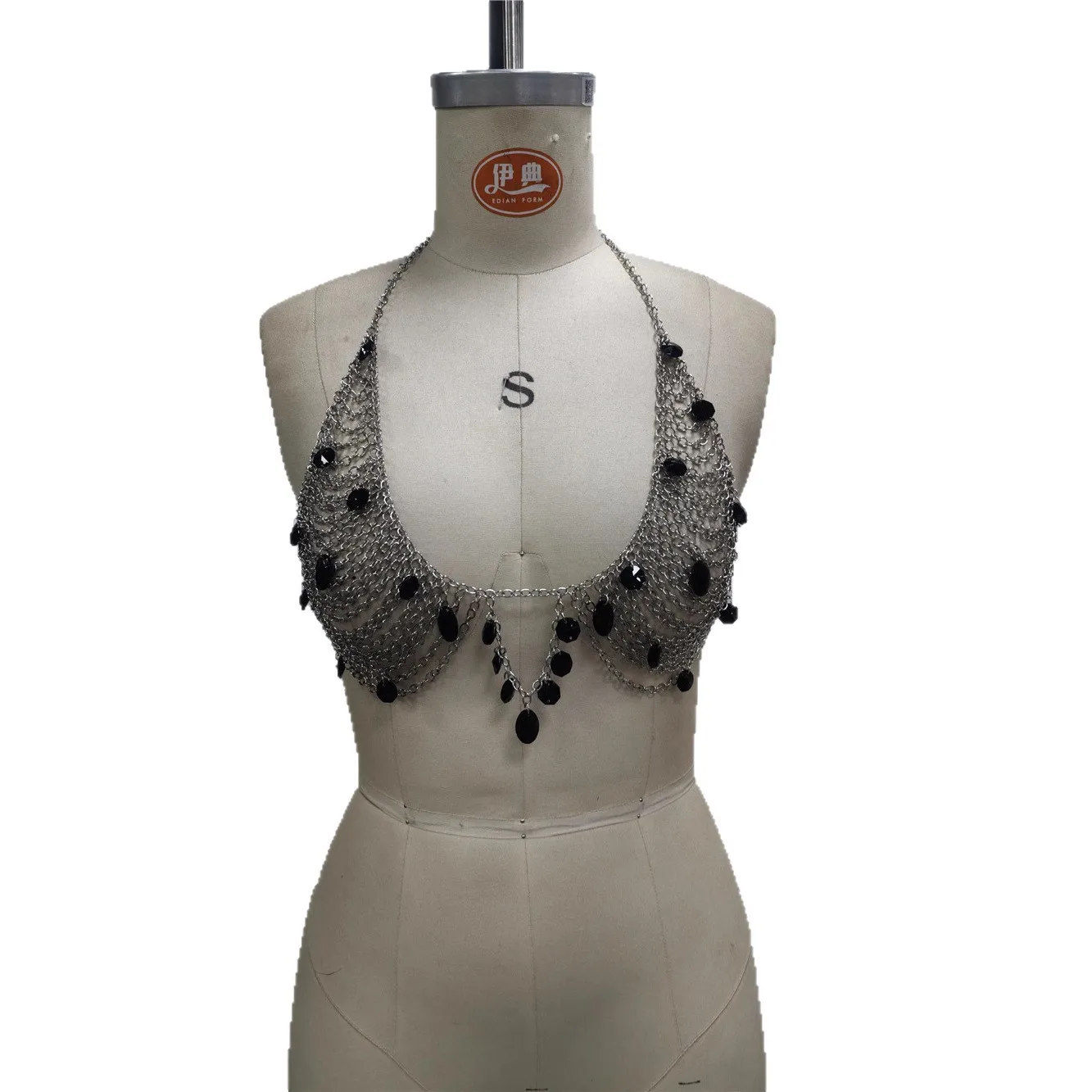 

Новая европейская и американская модная цепочка-бюстгальтер с черным кулоном, ажурный сексуальный топ для женщин