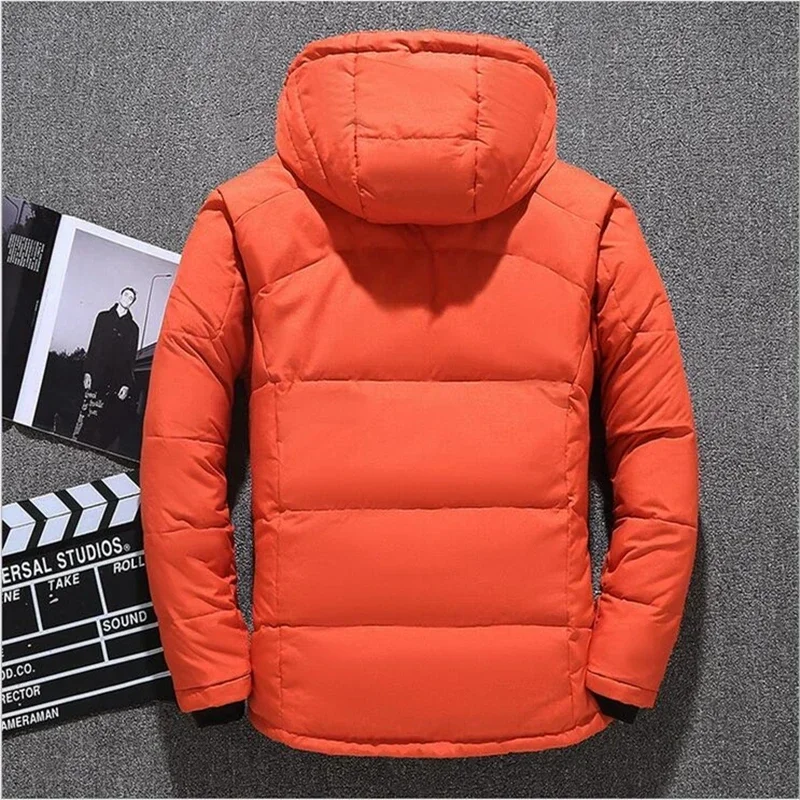 M-5XL Oversized Men\'s Thick Warm White Duck Down Jackets Hooded Windbreaker Winter Outdoor Down Parka Snow Coats Puffer Jackets