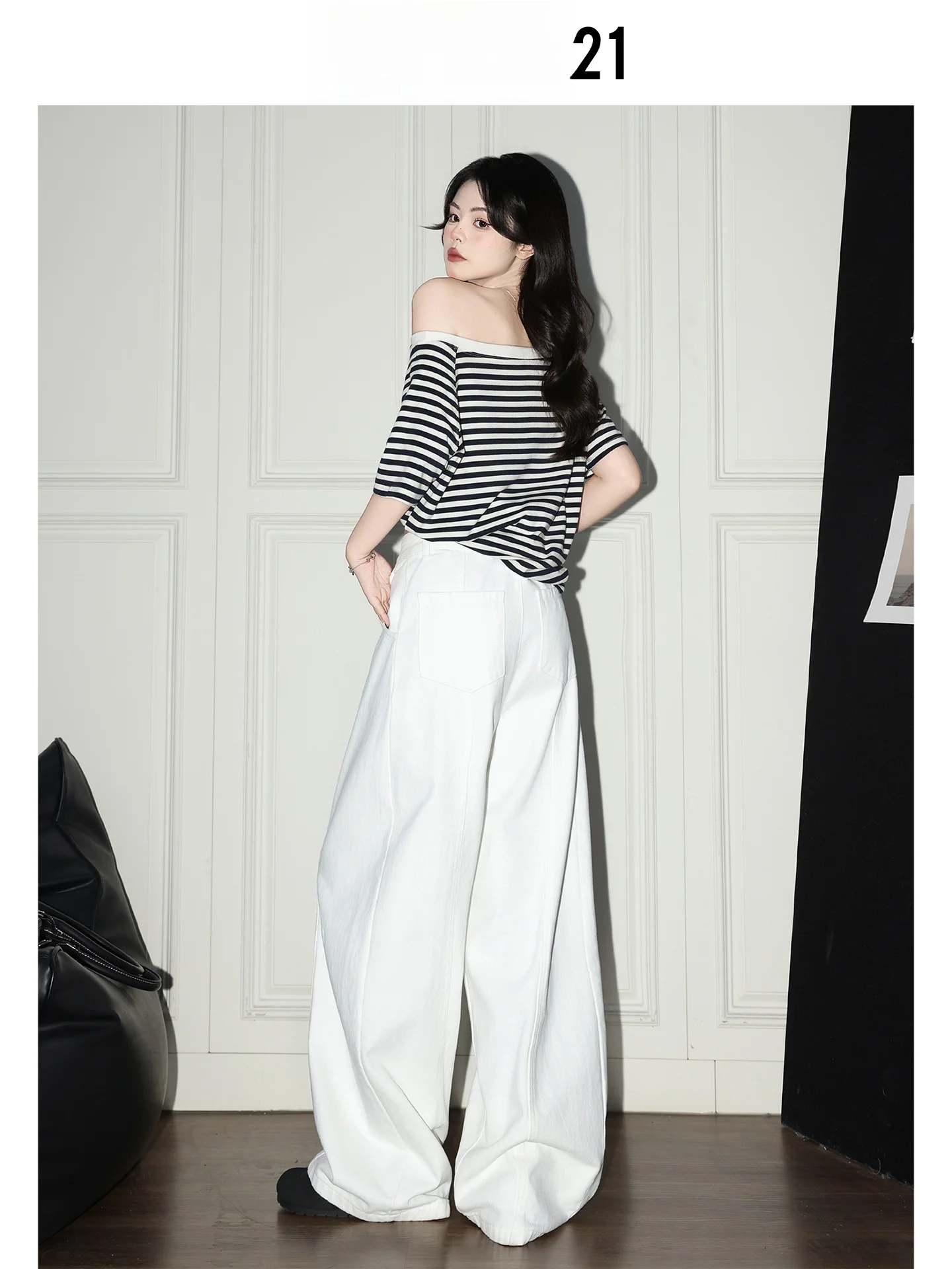 Jeans Anchos Blancos de Cintura Alta para Mujer, Estilo Americano, Casual, de la Marca Forever 21