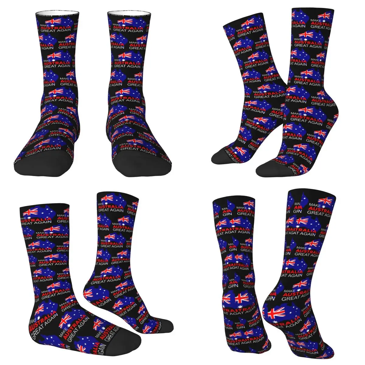 All Seasons Crew Stockings Make Australia Great Again Socks Funny Long Socks for Men Women Valentine's Day Gifts