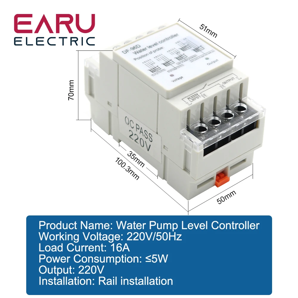 Interruttore automatico del Controller del livello dell\'acqua DF-96D D sensore di rilevamento del livello del liquido del serbatoio 220V controllo