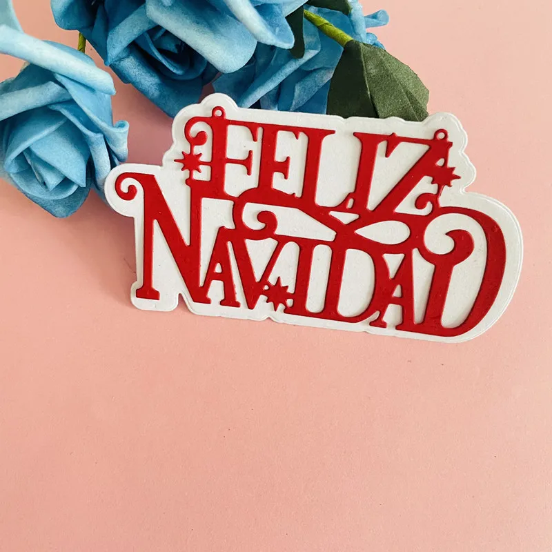 spanish word feliz navidad decoration die Metal Cutting Dies DIY Scrapbook Paper Cards Embossing Craft Die Cut handmade craft