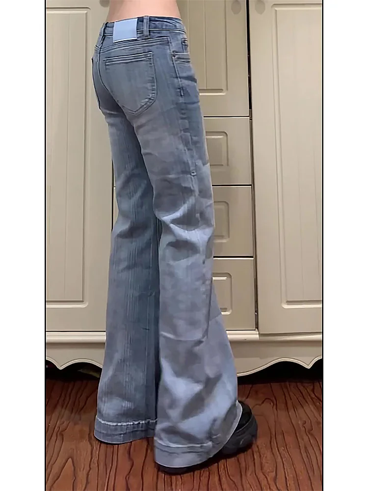 2025 Autumn Winter Women Vintage 2000s Low Rise Flare Denim Pants