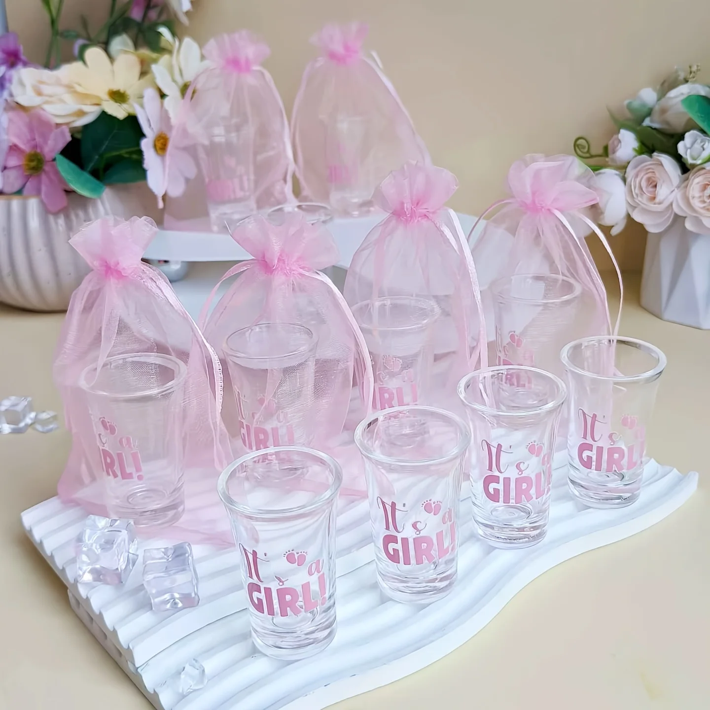 

30 комплектов уникальных вечеринок для детского душа для гостей, акриловые очки для выстрела 1,2 унции, пакеты для вечеринок для детского душа, определение пола