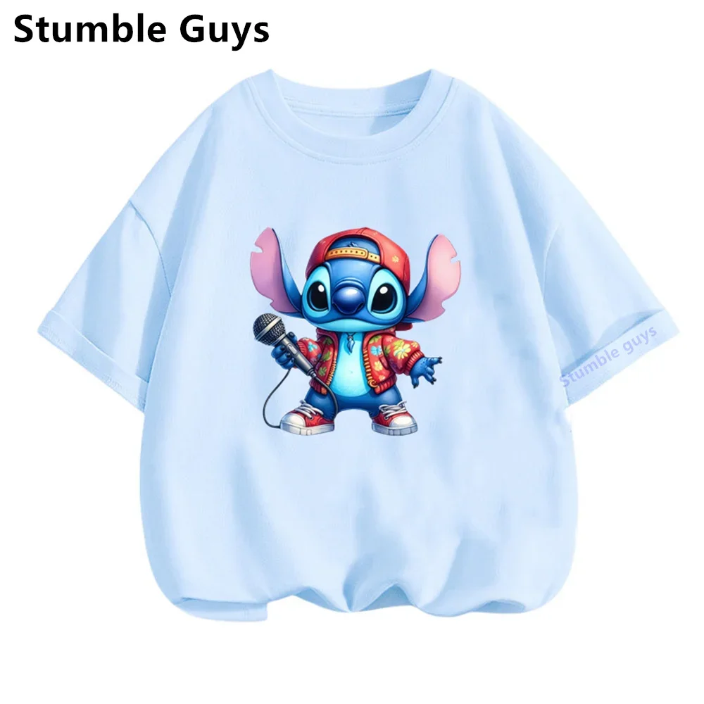 

2024 Kawaii Lilo Stitch Funny Cartoon T Shirt Kids Stitch Cute Manga T-shirt Y2k Graphic Tshirt Streetwear Top Tees Female