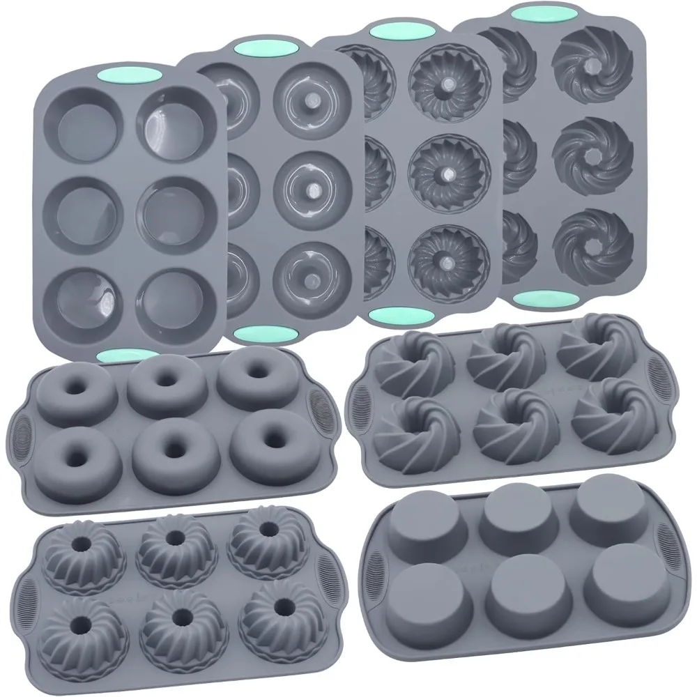 

8-Piece Silicone Donut Pans, Nonstick Muffin Cups, Heat-Resistant for Oven Baking, Dishwasher & Microwave Safe