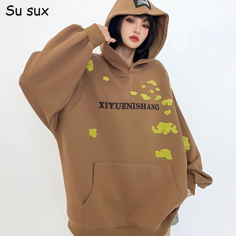 

Casual Pocket Oversized Hoodies Sweatershirt Women 2024 Autumn Winter Y2k Tops Clothes Loose Pullover Top Sportshirt Streetwear