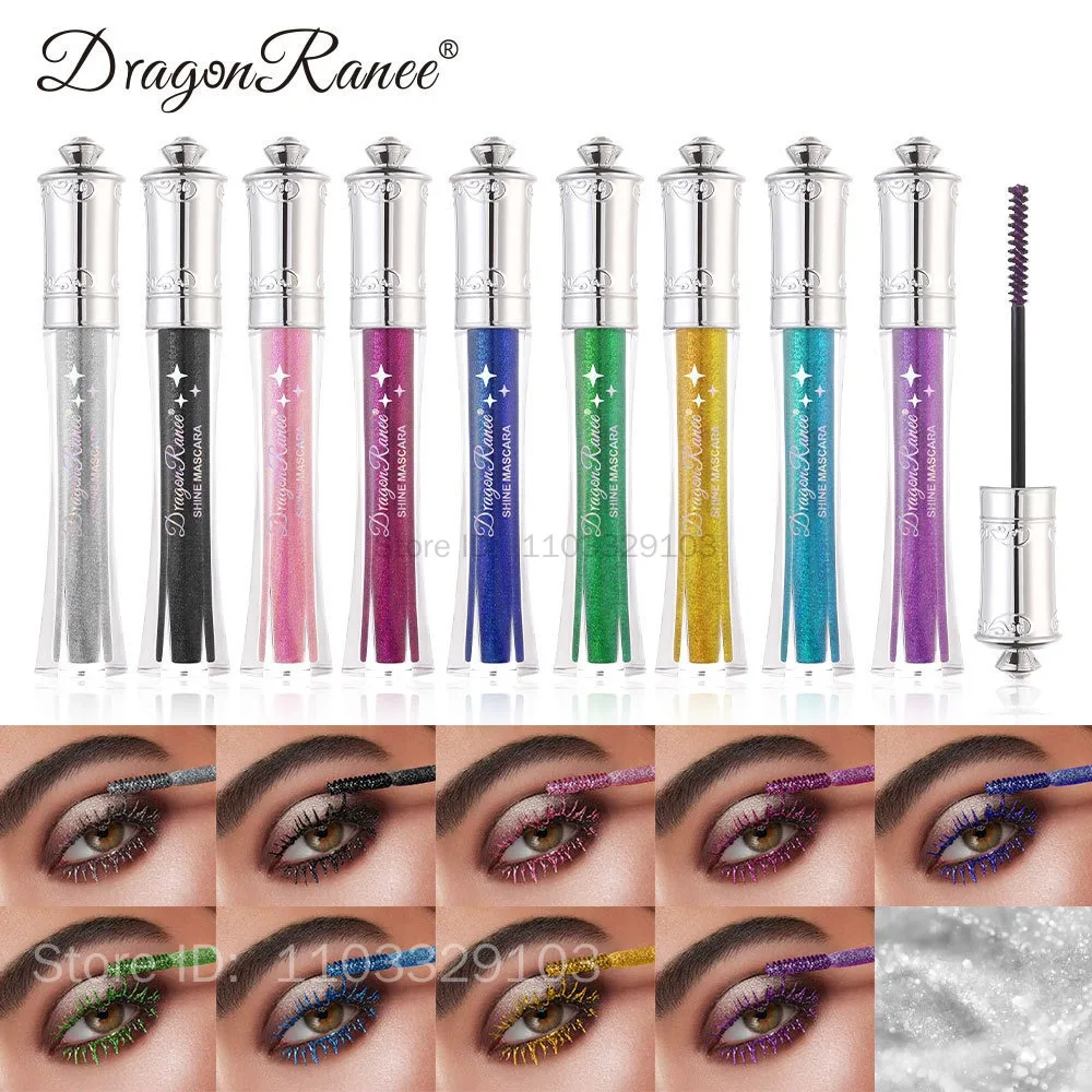 Shiny Diamond มาสคาร่าสีสันสดใส Blue Glitter ประกายมาสคาร่ากันน้ํา Beauty Eyelashes Extension Quick Dry Shimmer Eye Makeup
