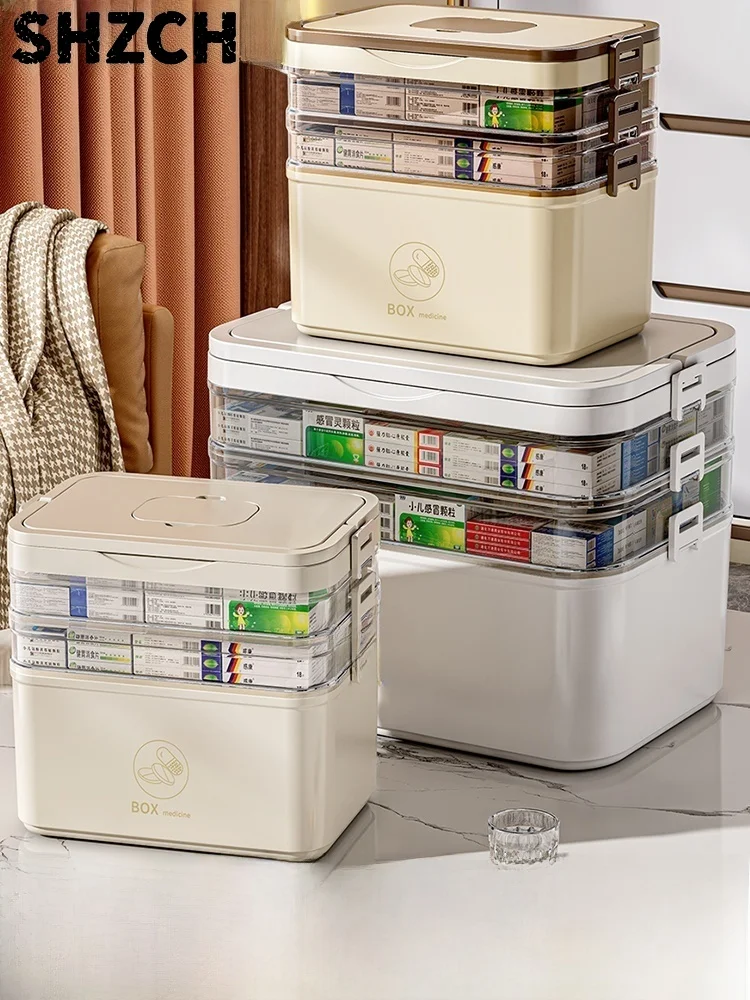 Large Capaci Transparent Multi-Layer Medicine Box Fly Use Medical Emergency Drug Storage Box Household Organizer