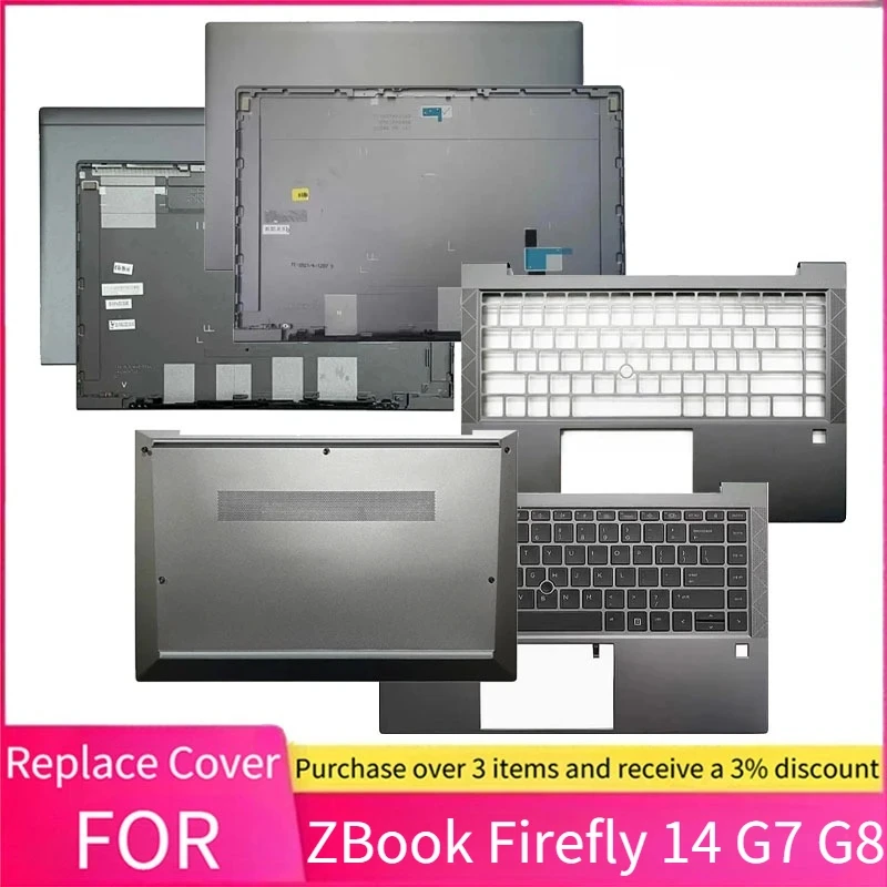 Для HP ZBook Firefly 14 G7 G8: подставка для рук с американской клавиатурой, передняя панель, задняя крышка ЖК-дисплея, нижний корпус.