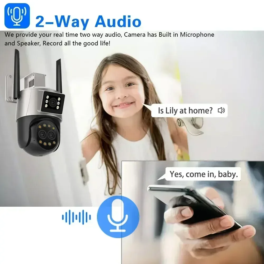 IP Camera 6K 12MP HD WiFi Outdoor Camera 8x Zoom Three Lens Dual Screen Home Security PTZ Camera 6MP Video Surveillance iCSee