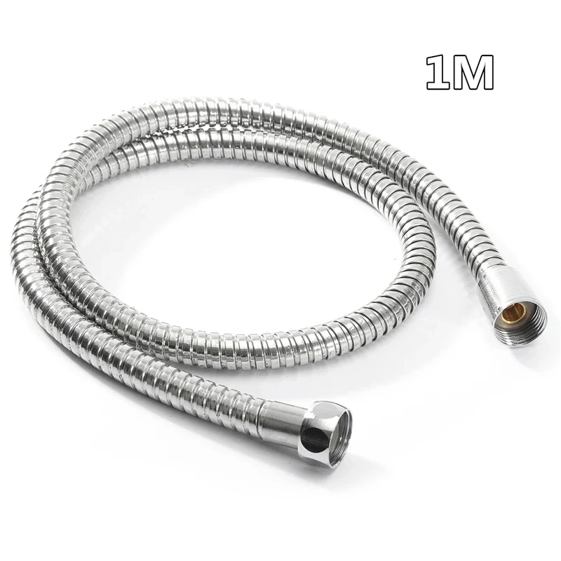 1m/1.5m/ 2m G1/2 Inch Stainless Steel Flexible Shower Hose Long Bathroom Shower Water Hose Extension Plumbing Pipe Pulling Tube