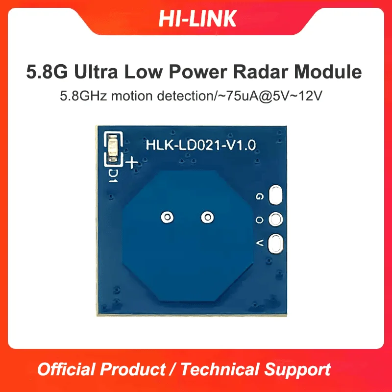 Ultra Low 75μA Power 5.8G Human Motion Radar Module HLK LD021 Intelligent Induction Switch 5V 12V Wide Voltage Input
