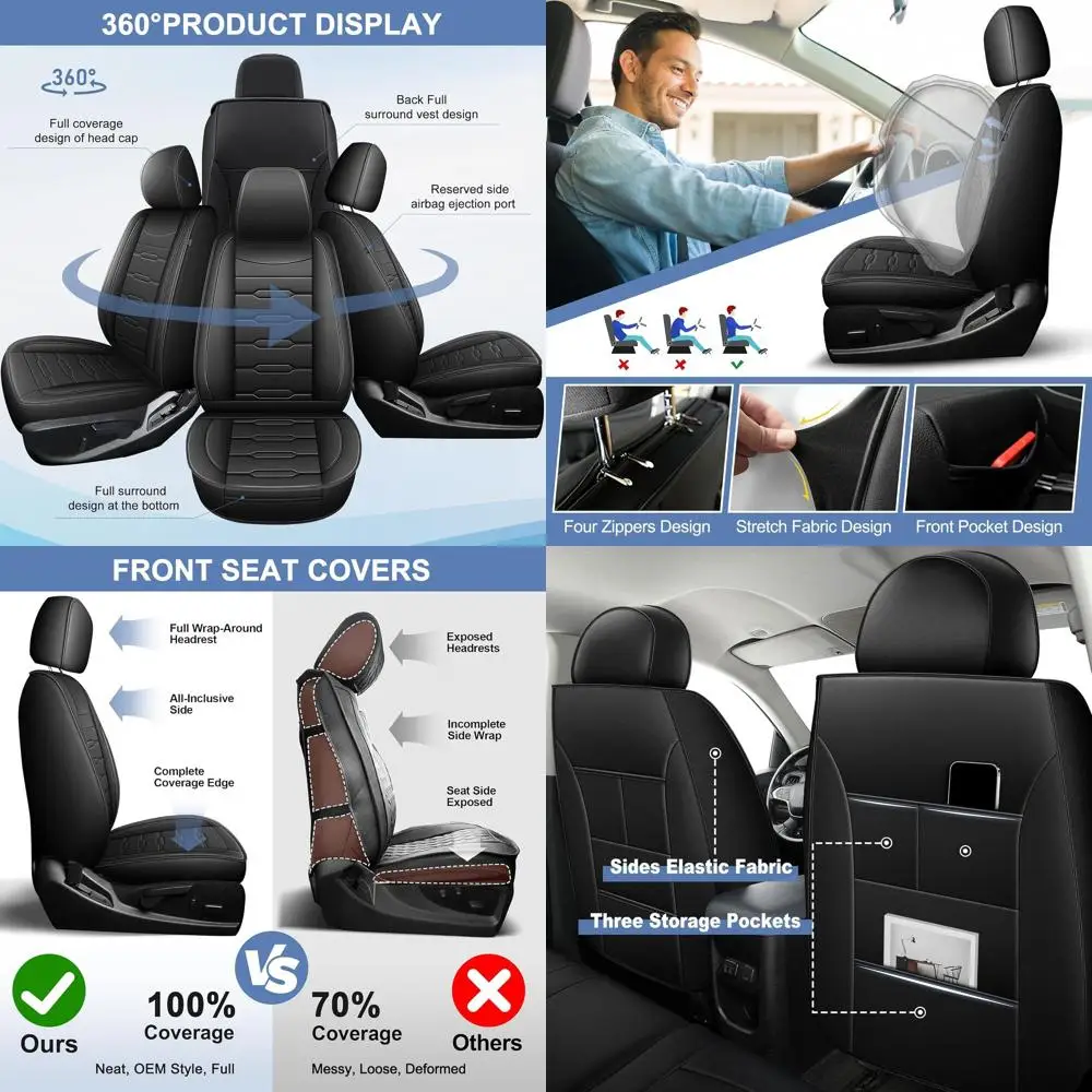 

Faux Leather Seat Covers for 2015-2022 Chevrolet Colorado/GMC Canyon Crew Cab Extend Cab Front Truck Pickup (2PCS Front, Black L