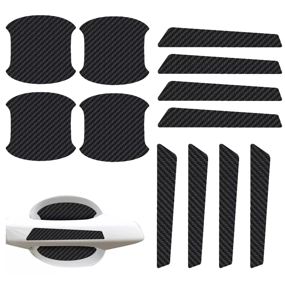 

12Pcs Car Door Wrist Protective Film Carbon Fiber Sticker Car Door Handle Decal Auto Door Handle Scratch Protector Sticker