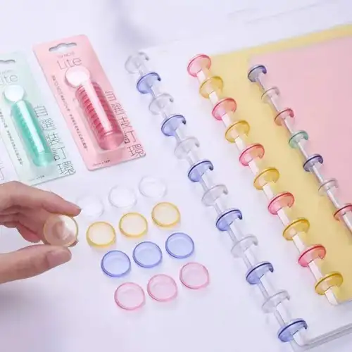 Imagen 2 del producto Anillos de encuadernación de hojas sueltas, anillas de plástico para encuadernación de hojas sueltas, álbum de fotos, cuaderno, 12 piezas