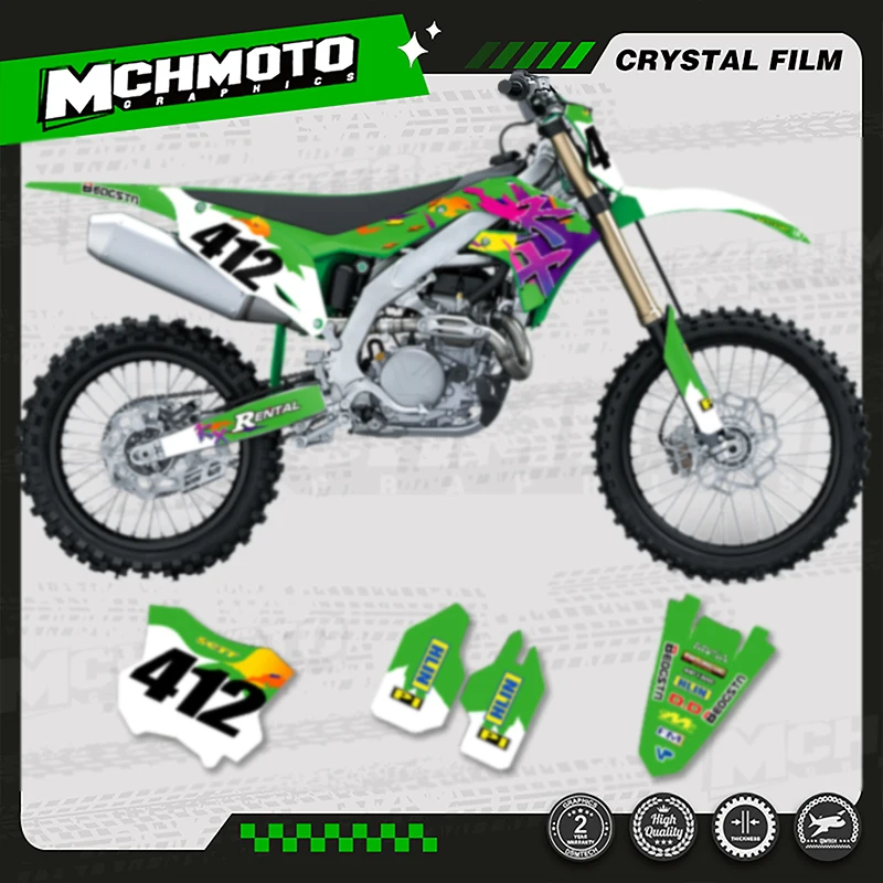 

MCHMFG Motorcycle Graphics Decals Sticker Kit For KAWASAKI KXF250 KX250 2021 2022 2023 2024 KXF450 KX450 2019-2023 008