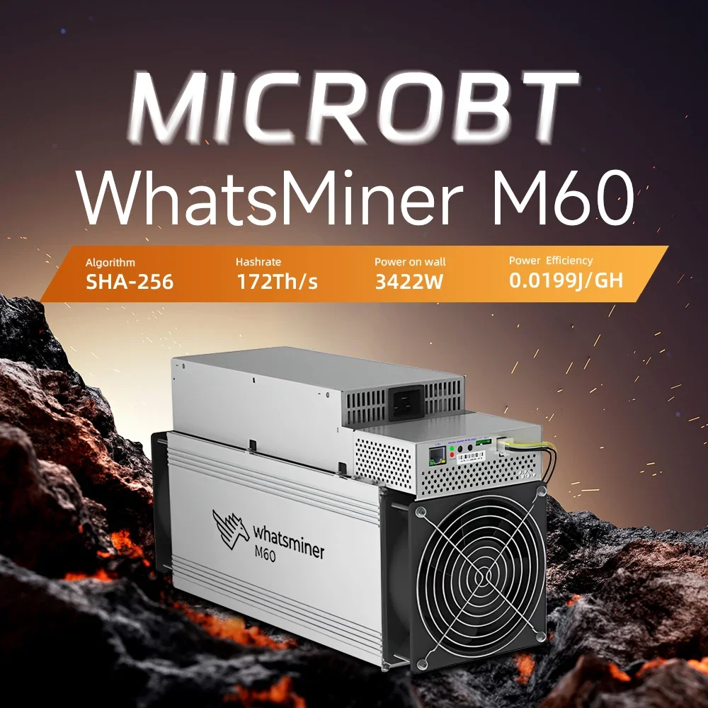 New MicroBT Whatsminer M60 BTC Miner 172T Bitcoin Crypto Miner BCH BCV Asic Mining Machines with PSU