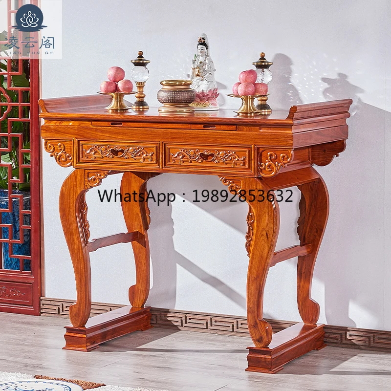

YFY table Buddhist platform household solid wood table God of Wealth cabinet hedgehog red sandalwood Shentai mahogany strip