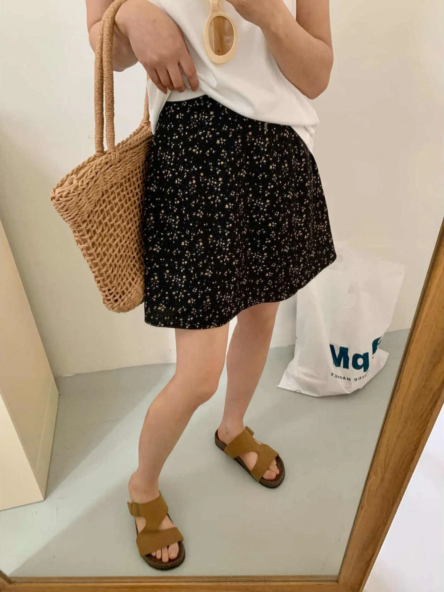 

Sweet Floral Print Half Skirt Women's Summer Korean Style High Waist A-Line Short Skirt Slimming Effect Casual Commute Style
