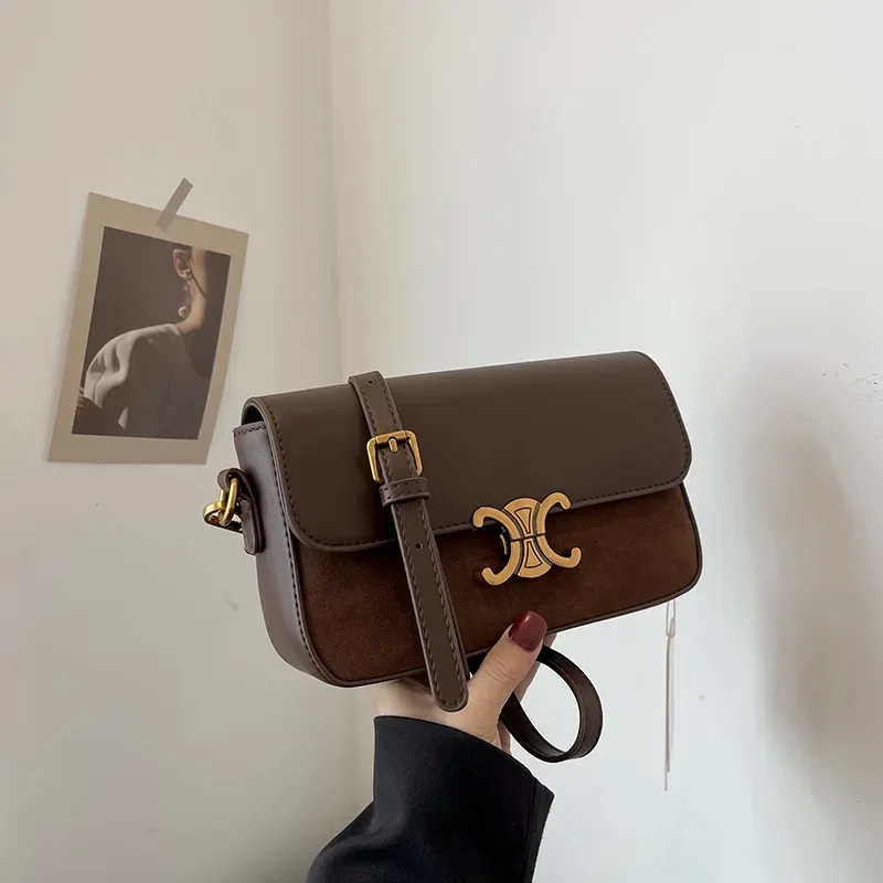 

2025 Trendy Matte Small Square Bag — Retro Spliced Contrast, Versatile for Daily & Dates (Shoulder/Messenger)