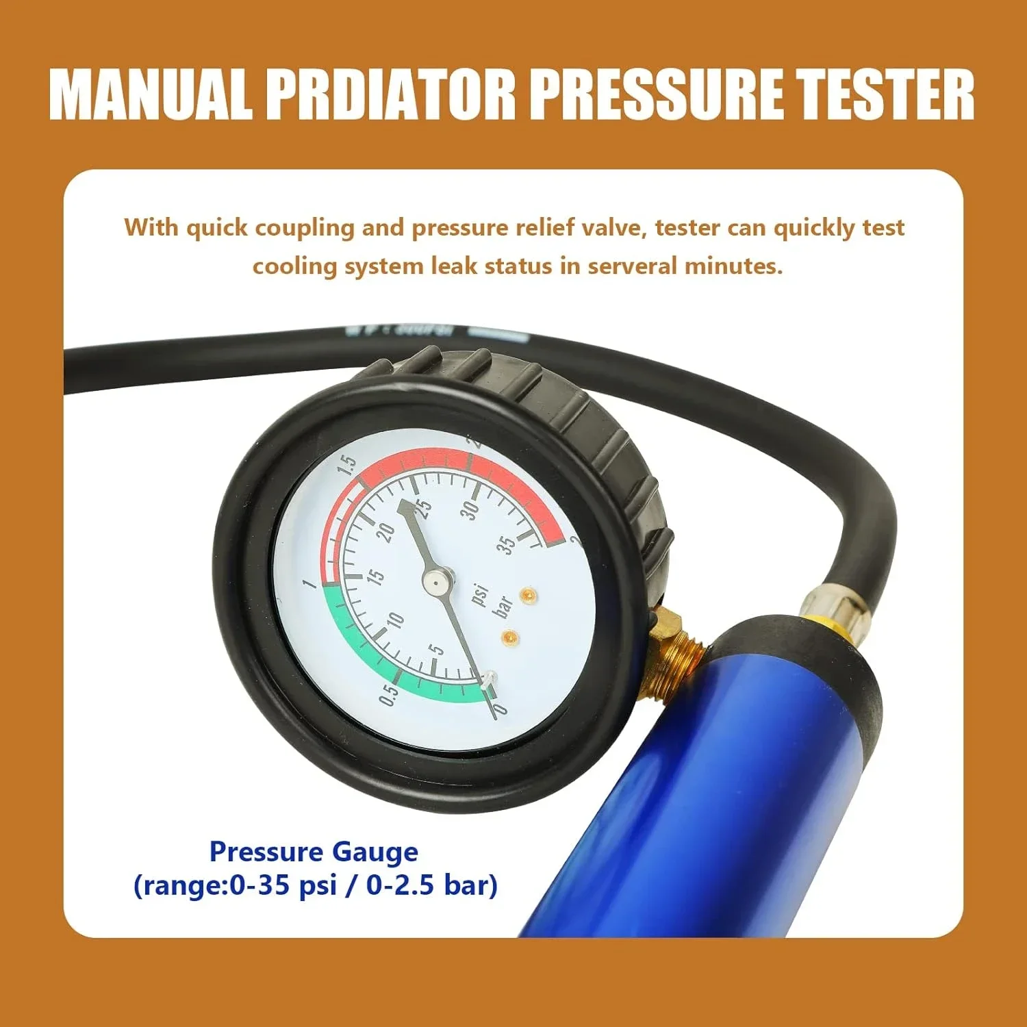 Universal radiator pressure test kit: 18-piece set, special for coolant pressure testing of motorcycles, automobiles, trucks