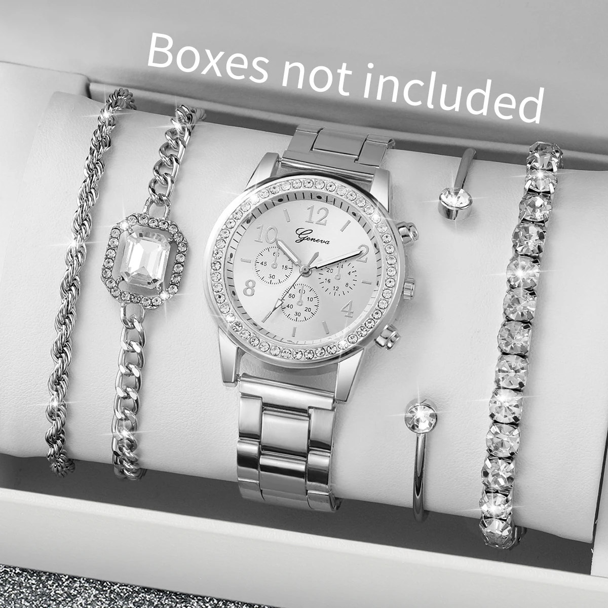 5PCS Luxury Diamond Women Watches Bracelet Set Ladies Arabic Dial Quartz Wristwatches Reloj Mujer (Without Box)