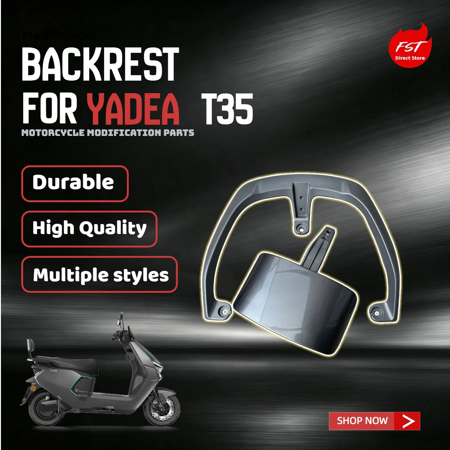 For YADEA T35 Aluminum Backrest Assembly Rear Grab Bar Back Cushion For Black Gray White Shark Electric Scooter Modified Accesso